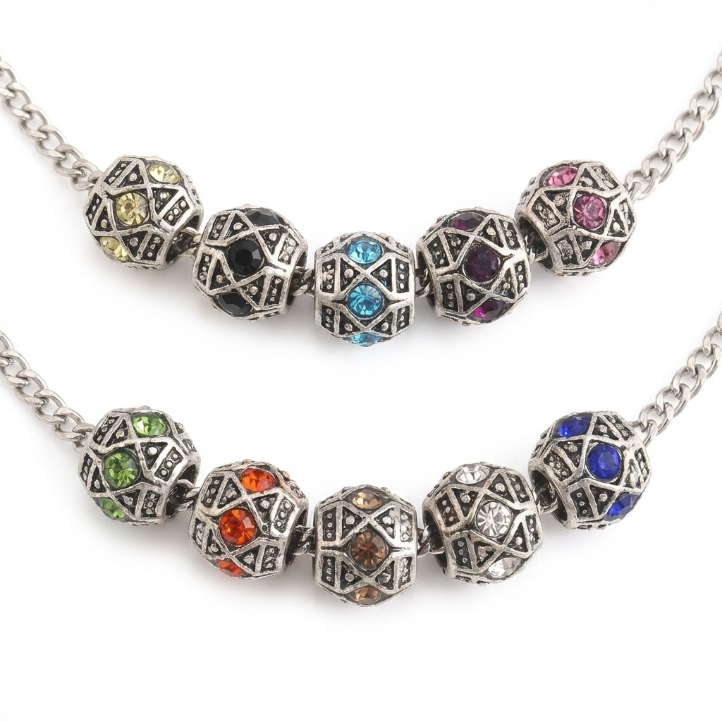 Vintage Collectible Item - 10 Pezzi di Perline in Metallo
