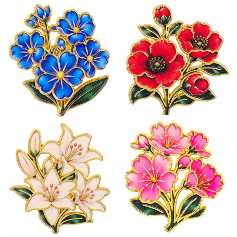 Vintage Items - Spilla smaltata floreale vintage colorata e